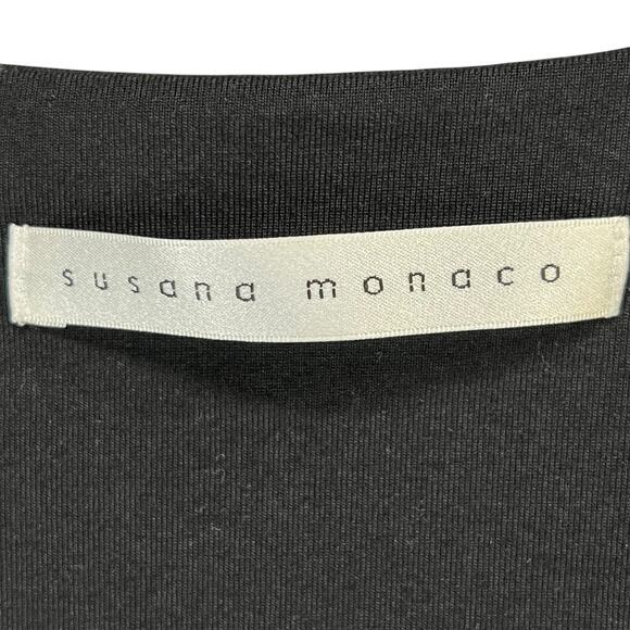 Susana Monaco Revolve V Neck Fitted Dress XS Black Stretch Bodycon Cocktail LBD - Picture 12 of 14